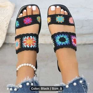 Colorful Crochet Strap Sandals
